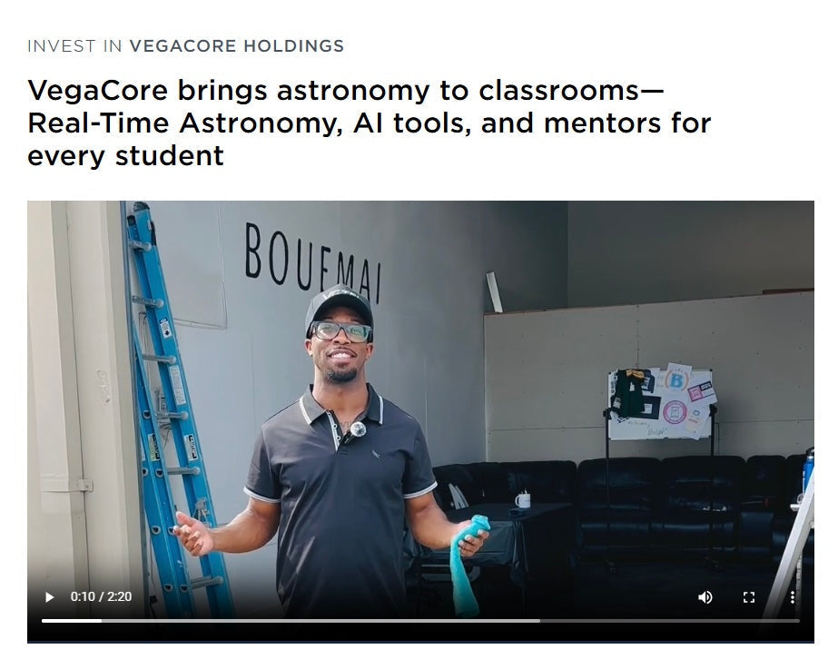 BOUEMAI BRAND owner Charles Stevens informational panel about Vegacore A.I. Real-Time Astronomy, AI tools, and mentors for every student.